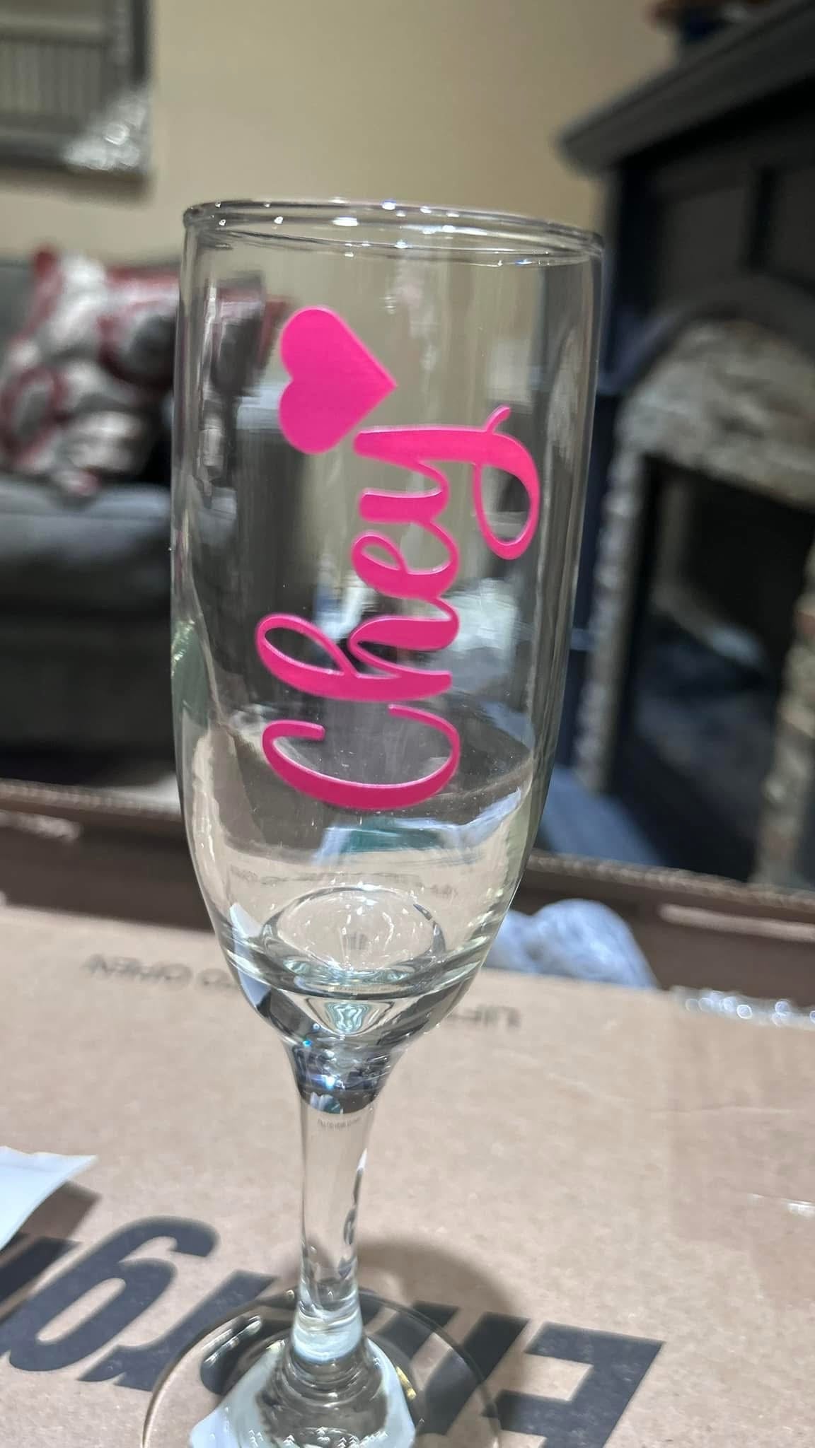Valentine / Galentine glass flutes