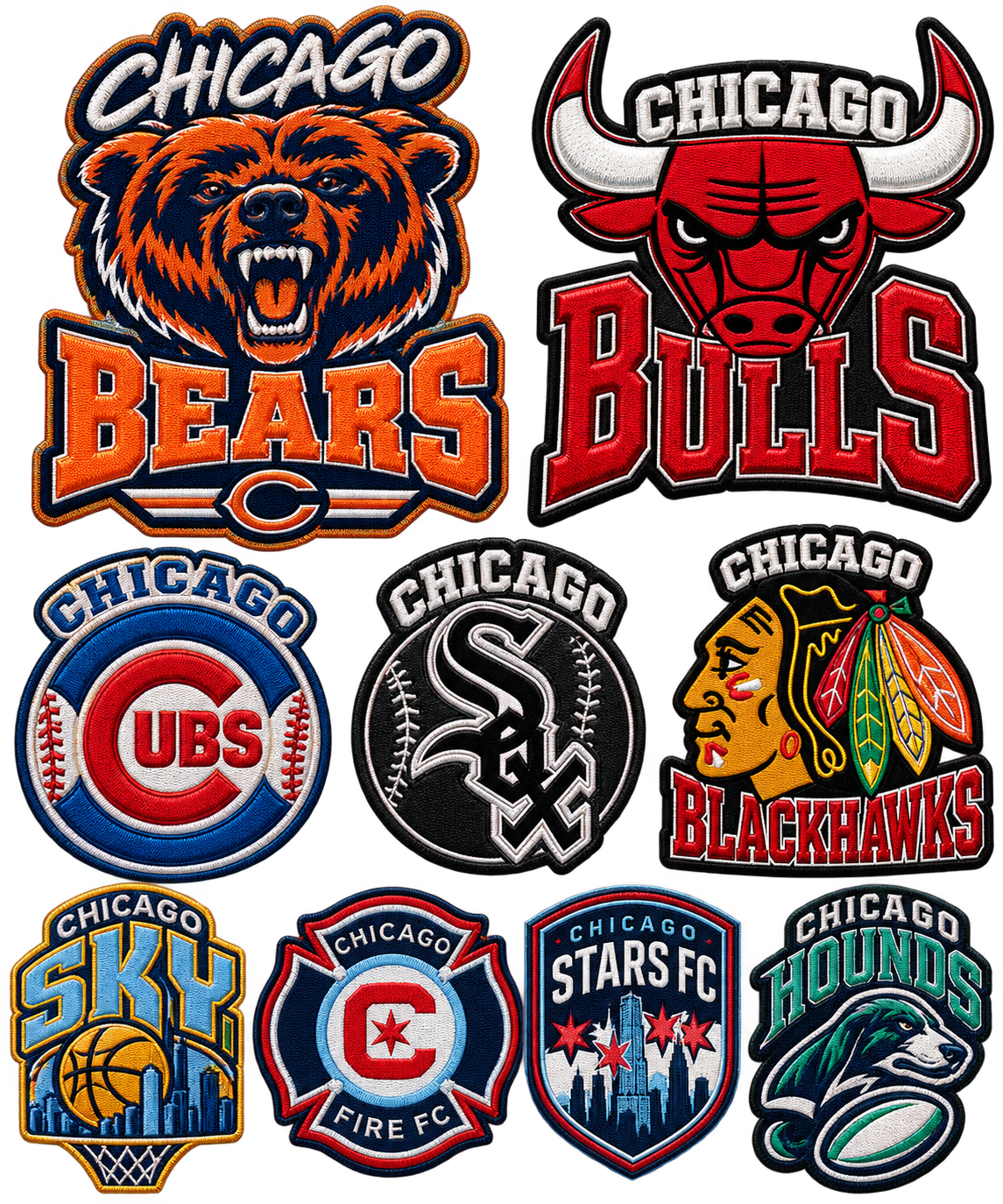 Chicago faux dtfpatches 2 sheets