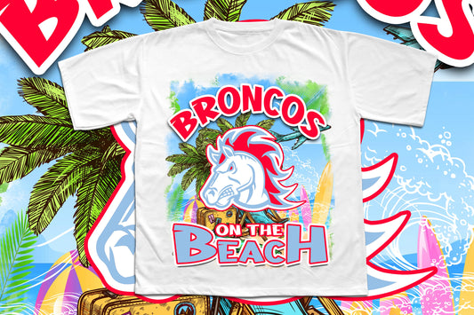 Broncos on the beach