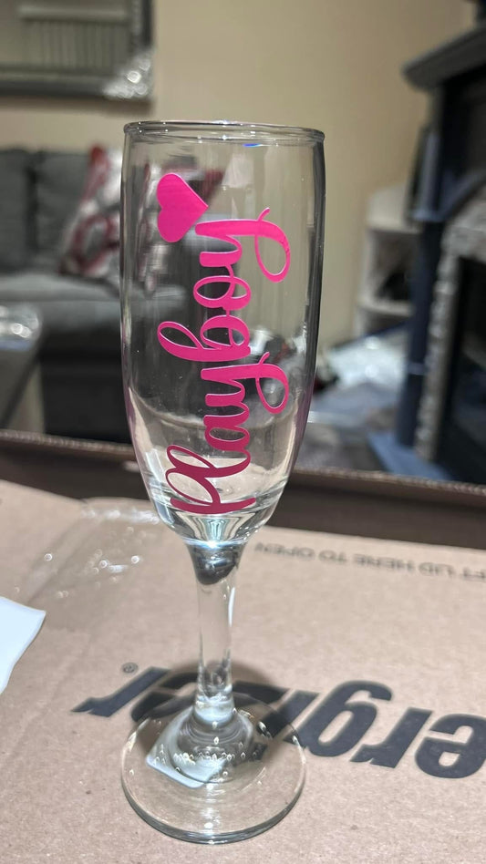Valentine / Galentine glass flutes