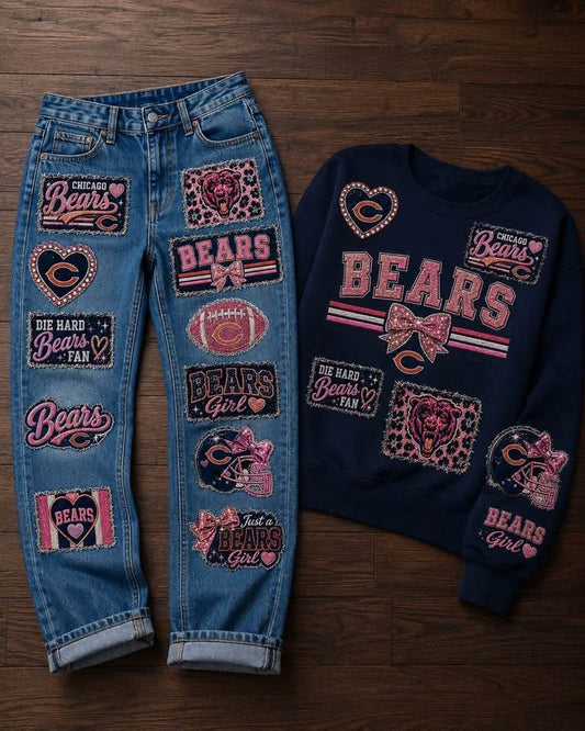 Chicago bears jeans and sweater