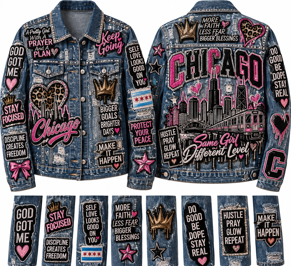 Faux Patch dtf designed denim jacket