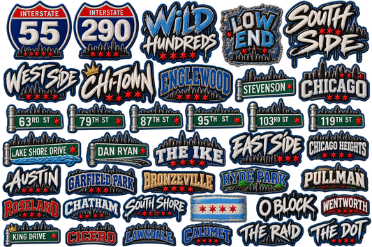 Chicago faux dtfpatches 2 sheets